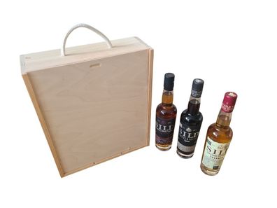Geschenk Whisky von Sylt 3er Sild Whisky in einer Holzbox