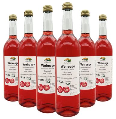 Bleichhof Apfelsaft Weirouge - 100% Direktsaft, OHNE Zuckerzusatz (6x 0,72l)