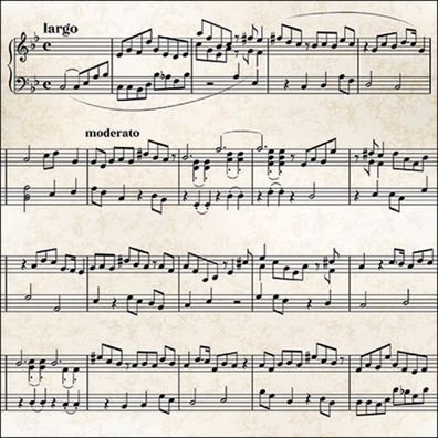 Servietten Papier 33x33cm 3-lag mit Musiknoten Motiv cremefarben 20 Stk