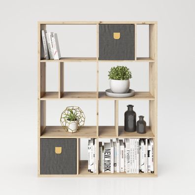 Fortuna - Bücherregal, Büroregal, Raumteiler mit 12 Fächern, eiche