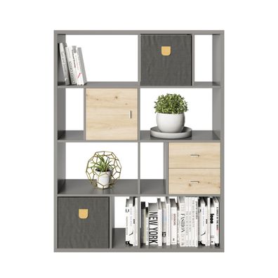 Fortuna - Bücherregal, Büroregal, Raumteiler mit 12 Fächern, grau