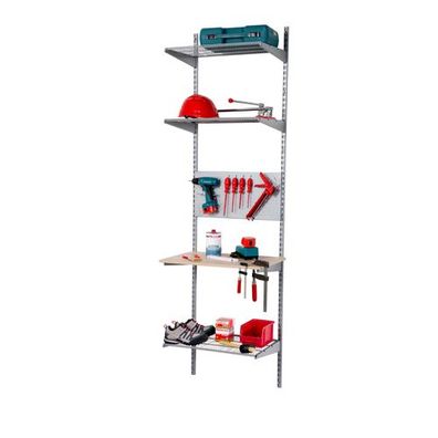 STAXX-System - Wandregal-Set für Hobbyraum, Garage, Keller, eiche/silber