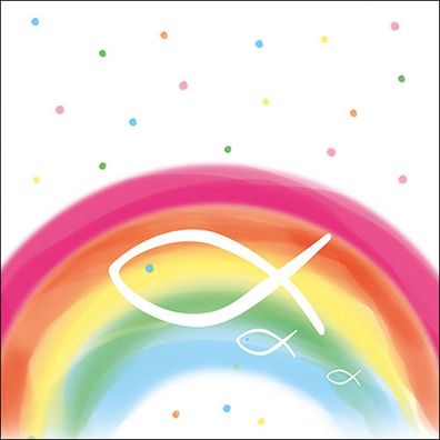 Servietten Papier 33x33cm 3-lagig mit Fischsymbol & Regenbogen 20 Stk