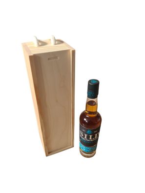 Geschenk Whisky von Sylt Holzbox mit Tragekordel Sild Whisky „Heritage 28“