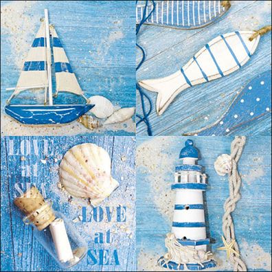 Servietten Papier 33x33cm 3-lagig mit maritimem Motiv 20 Stück