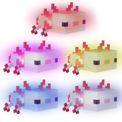 Minecraft - LED Axolotl, Dekolicht, Nachtlich, Tischlampe, wiederaufladbar, 5 Farben