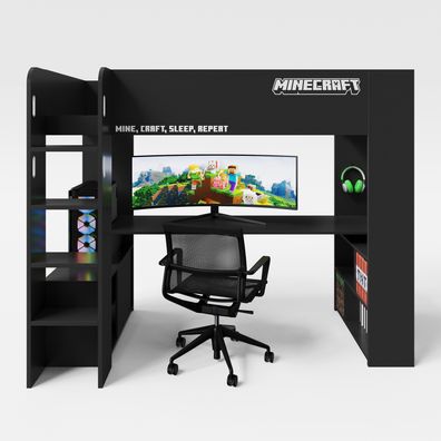 Minecraft - Kojenbett, Hochbett 90x200cm, inkl Beleuchtung, Gaming-Bett