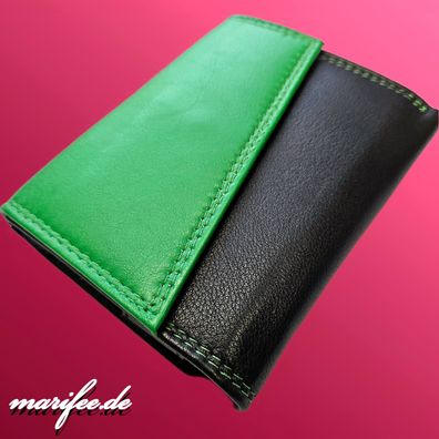 Echtleder-Geldbörse/ Portemonnaie, Grün-Schwarz, RFID Protection Art.-Nr. 13284