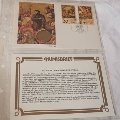 Numisbrief DDR "Thomas-Müntzer-Ehrung der DDR" 5 Mark 1989