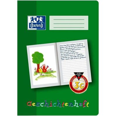 OXFORD Geschichtenheft Lineatur 4G blanko DIN A4 Rand rundum, 16 Blatt