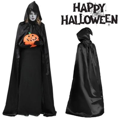 Halloween Vampire Cape Cosplay Devil Costume Unisex Long Black Hooded Cape Costume Pa