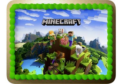 Minecraft Essbar Quadrat TNT Tortenaufleger Torte Geburstag Zuckermasse + NAME m01