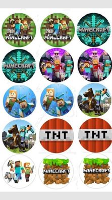 Minecraft Essbar Quadrat TNT 12 Muffin Zuckermasse Tortenbild Tortenaufleger m04
