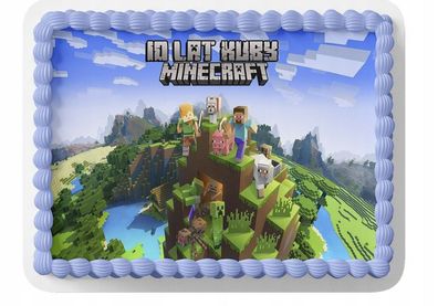 Minecraft Essbar Quadrat TNT Tortenaufleger Torte Geburstag Zuckermasse + NAME m03