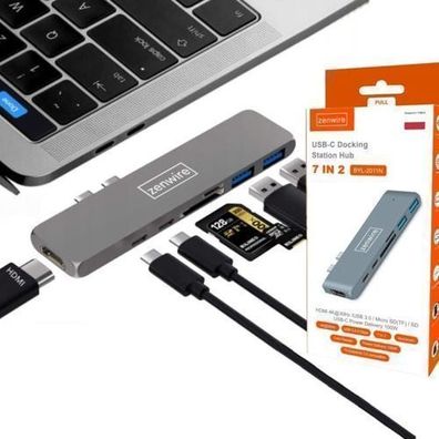 Adapter Hub 7in1 Usb-C Usb Thunderbolt Hdmi 4k Macbook Pro Air Zenwire BYL-2011N