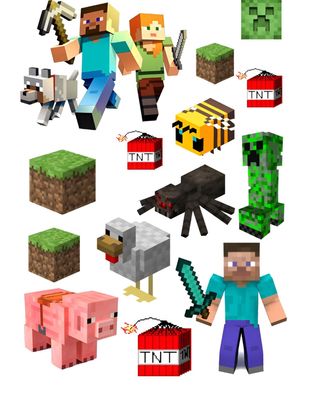 Minecraft Essbar Quadrat TNT Tortenaufleger Torte Geburstag Zuckermasse + NAME m07