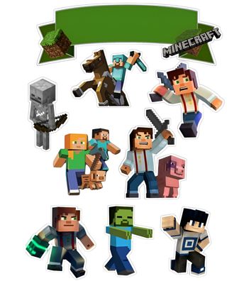 Minecraft Essbar Quadrat TNT Tortenaufleger Torte Geburstag Zuckermasse + NAME m08