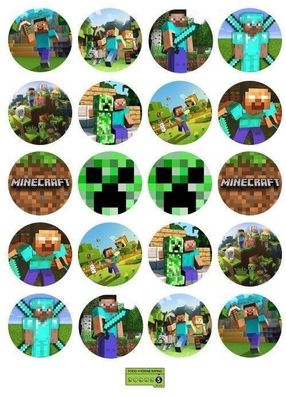 Minecraft Essbar Quadrat TNT 12 Muffin Zuckermasse Tortenbild Tortenaufleger m05