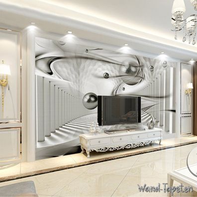 Vlies Fototapete Wandtapete Wandbilder Moderne Einfache 3D Kreis Korridor 3698