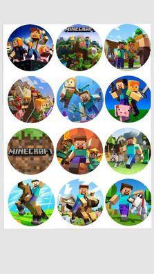 Minecraft Essbar Quadrat TNT 12 Muffin Zuckermasse Tortenbild Tortenaufleger m10