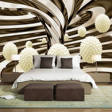 Vlies Fototapete Wandtapete Wandbilder Dreidimensionale 3D Goldkugel Moder 3704