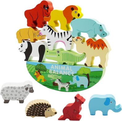 Stapelspiel Holzspielzeug Tiere, Tier-Balance-Spielzeug für Kinder, Motorikspielzeug