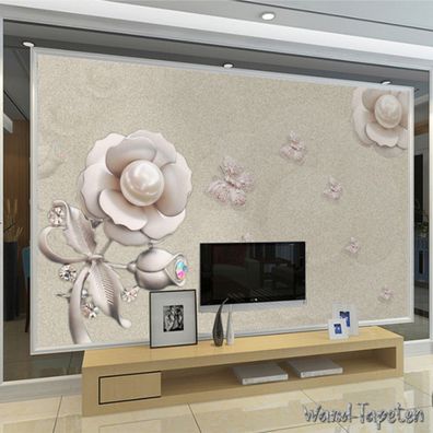 Vlies Fototapete Wandtapete Wandbilder Luxusschmuck Blume Schmetterling 3711