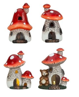 Pilzhaus mit LED - Höhe 11,5 - 16,5 cm