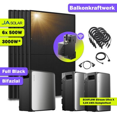 Ecoflow Stream Ultra X 3,84kWh Balkonkraftwerk 3000W mit Speicher Komplettset