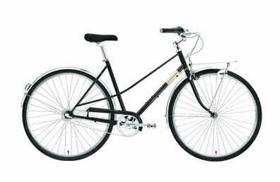 Creme Cycles Caferacer Lady Uno Onyx 28&quot; Trapez Cityrad & Urban Bike in Schwarz