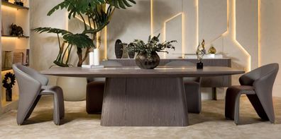 5tlg Esstisch 4x Stühle Esszimmer Set Luxus Essgruppe Modern Helles Holz Lux Neu