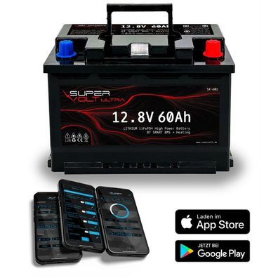 Supervolt Ultra LiFePO4 60Ah 12.8V mit Bluetooth BMS