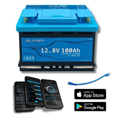 Supervolt LiFePO4 100Ah 12.8V mit Bluetooth BMS