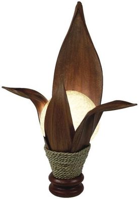 Deko-Leuchte LOTUS 4 Blätter Tisch-Lampe aus Natur-Materialien, Stimmungsleuchte