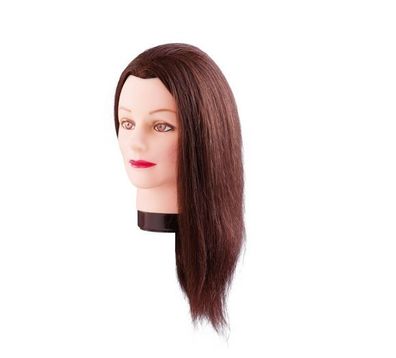 Comair Übungskopf Estelle braun, 50 cm menschliches Echthaar