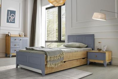 Set Bett Nachttisch Kommode Modernes Design Stilvolles Kinderzimmer 3-teilig