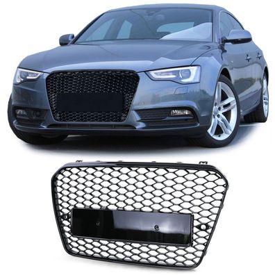 Sport Kühlergrill Grill ohne Emblem Schwarz glanz für Audi A5 B8 8T 11-17