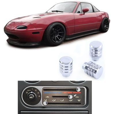 Heizung Lüftung Verstellknöpfe Chrom Set 3 Stück passend für Mazda MX5 NA 89-98