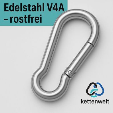 Karabiner Karabinerhaken Edelstahl V4A Haken A4 Sicherung Schnellverbinder Schäkel