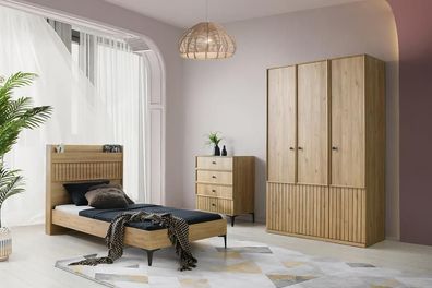 Möbelset Bett Kleiderschrank Kommode Modernes Holzdesign Stilvolles Kinderzimmer