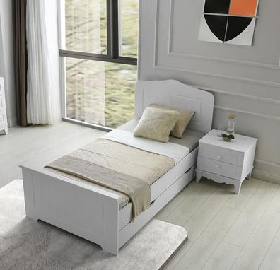 Bett Nachttisch Modernes Design Weiß Komfortables Wohnen Stilvolles Kinderzimmer