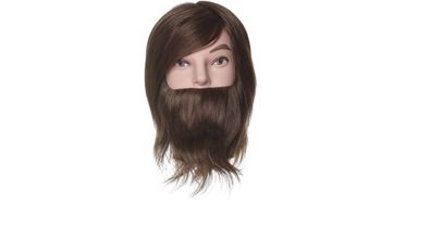 Efalock Übungskopf MEN LINE Ben mit Bart 20 - 25 cm braun