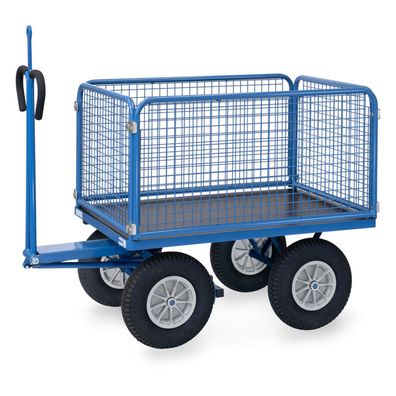 Fetra Handpritschenwagen mit Zugoese, Drahtgitterwaenden und Polyurethanbereifung, 1