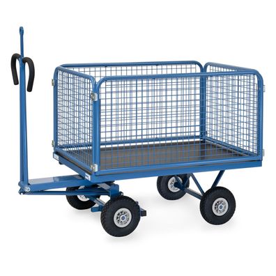 Fetra Handpritschenwagen mit Zugoese, Drahtgitterwaenden und Polyurethanbereifung, 1