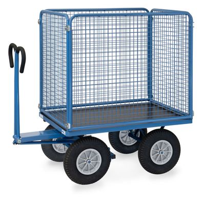 Fetra Handpritschenwagen mit hohen Drahtgitterwaenden und Polyurethanbereifung, 1135