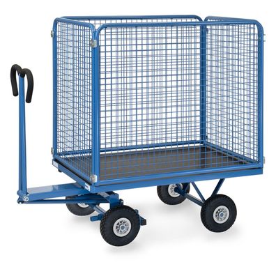 Fetra Handpritschenwagen mit hohen Drahtgitterwaenden und Polyurethanbereifung, 1135