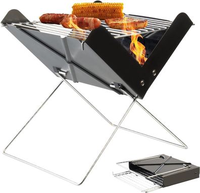 NEU Kohle Grill klappbar mit Rost Kohleschale für Camping Party Angel Outdoor