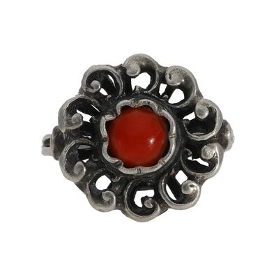 Trachten Ring mit Koralle echt Silber wie neu Second Hand 25325117 getragen