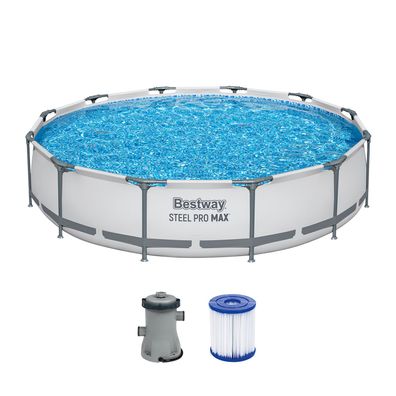 Steel Pro MAX™ Frame Pool Set mit Filterpumpe Ø 366 x 76 cm, lichtgrau, rund