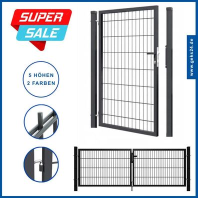 GEWA Gartentor Gartentür Zauntor Einzeltor Tor Tür Zaun Doppelstabmatten-Tor